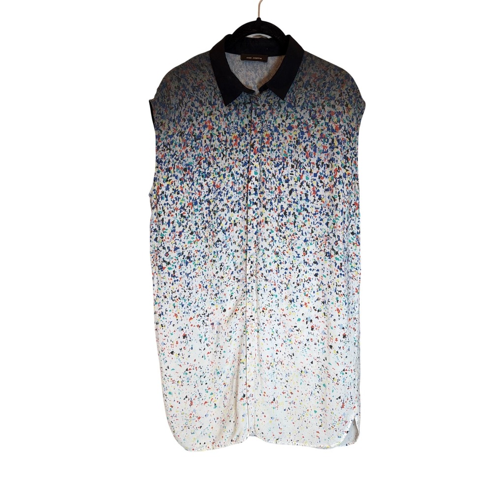Cop Copine Hentala Tunique Confetti Splatter Sleeveless‎ Button Down Shirt Sz 40